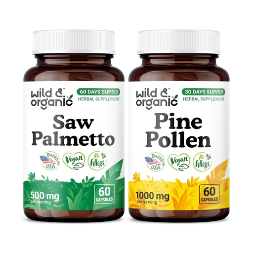 [BRSRGAL7PMCGC2QZ] Wild & Organic Saw Palmetto 60 Capsules & Pine Pollen 60 Capsules