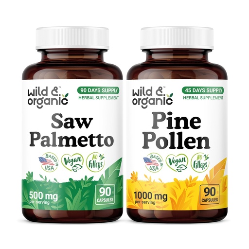 [BRSRGAIYCB5WMHQ7] Wild & Organic Saw Palmetto 90 Capsules & Pine Pollen 90 Capsules