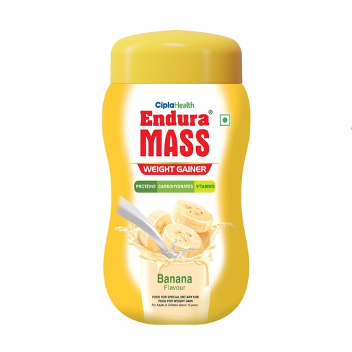[BRSWIB35CICWC2LU] Endura Mass Weight Gainer Powder 500g Banana Flavour | Unique blend of 3 Sources of Protein, Carbs, Vitamins & Essential Minerals | Ideal for Children Above 10 Years, Men, Women & Athletes