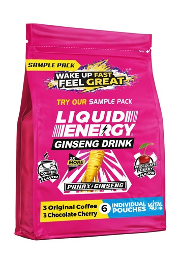 [BRSRGAA2CABBECTO] VITAL 4U Liquid Energy Sample Pack, 6 Pouches, Original Coffee and Chocolate Cherry