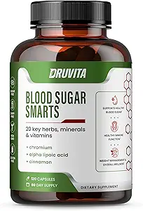 [BRSROAT7AUFWKCTX] Blood Sugar Smarts - 20 Key Herbs, Minerals & Vitamins - with Chromium, Alpha Lipoic Acid, Cinnamon & Bitter Melon, for Men Women- Non-GMO Natural- 120 Capsules 60 Day Supply