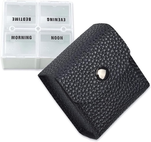 [BRSRMHA5CJ5GCD34] VOFOON Small Pill Organizer, Travel Pill Box for Purse, Pocket Pill Container, 4 Times a Day Daily Portable Medicine Vitamin Case, Fish Oil Supplement Box (4 Compartments, 4X-SU)