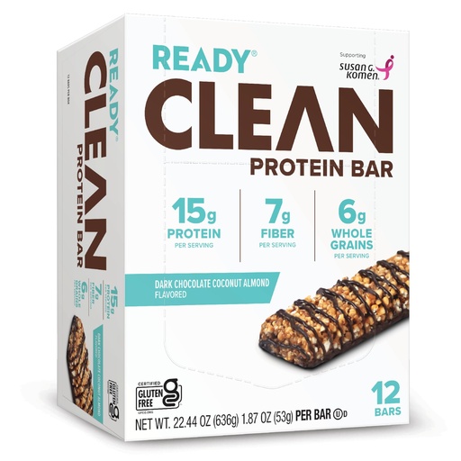 [BRSWGFD5OQPQ2FDV] Ready® Protein Bars – High-Protein Snack with 15g Whey Protein, With Flaxseeds and Omega-3s for Sustained Energy, Supports Lean Muscle and Recovery, No Artificial Sweeteners – Dark Chocolate Coconut Almond, 12-Pack