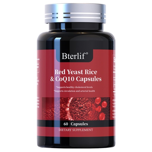 [BRSRGAIBO4HB6HL4] Red Yeast Rice with CoQ10 Supplement Supports Heart Health & Maintains Healthy Cholesterol Levels for Men and Women, Natural & Non-GMO (60 Count)