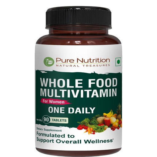 [BRSRO2YBCQHBS3LK] Pure Nutrition Whole Food Multivitamin for Women | 90 Tabs | One-A-Day | 100% RDA | 24 Natural Vitamins and Minerals | All Natural Plant Based Women's Multivitamin | 3 Months Supply