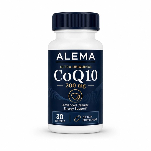 [BRSRYZAPAECAYCIV] ALEMA Super Ubiquinol CoQ10 200mg Softgels, Active Form CoQ10 Supplement for Cellular Energy, Heart Health & Antioxidant Support, 1 Softgel Daily
