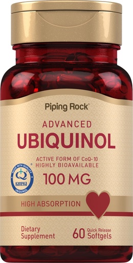 [BRSWIFDQAV4W2ET2] Piping Rock Ubiquinol 100mg | 60 Softgels | Active Form of CoQ10 | High Absorption Supplement | Non-GMO, Gluten Free