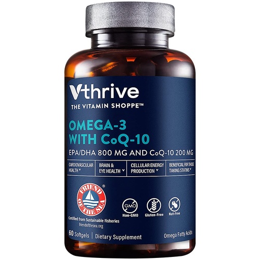 [BRSWYYA7OYHBOETL] Vthrive Omega-3 with CoQ-10 - Supports Cardiovascular Health - 800 MG EPA/DHA, 60 Softgels