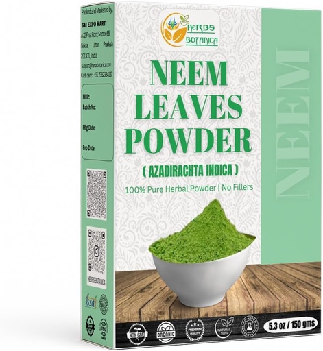 [BRSWYHT5DN6BMF3A] Herbs Botanica Neem Powder for Hair Growth, Skin Care & Detox Wildcrafted Bitter Neem Leaves Powder for Immune System Support, Digestive Health 5.3 oz