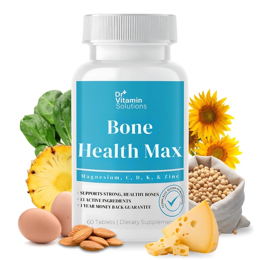 [BRSRAHY6C4PGC3QY] Bone Health Max - Advanced Calcium & Magnesium Supplement with Vitamin D3, Bromelain & Ipriflavone - 60 Tablets for Stronger Bones & Joint Support