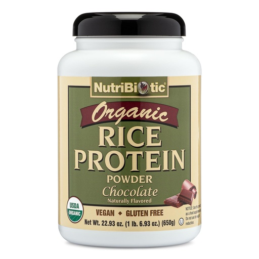 [BRSWIEIFC4OB2ELE] NutriBiotic Certified Organic Rice Protein Chocolate, 22.9 Oz | Low Carbohydrate Vegan Protein Powder | Raw, Certified Kosher & Keto Friendly | Made Without Chemicals, GMOs & Gluten | Easy to Digest