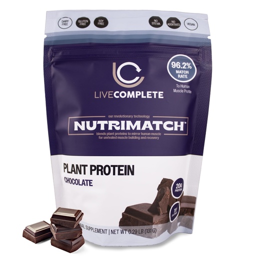 [BRSREGLQCQARAYA6] NutriMatch™ Plant Protein Powder – Chocolate | 4 Servings - 20g | Vegan, 100% Plant-Based, Complete Protein with 96% Match Rate™