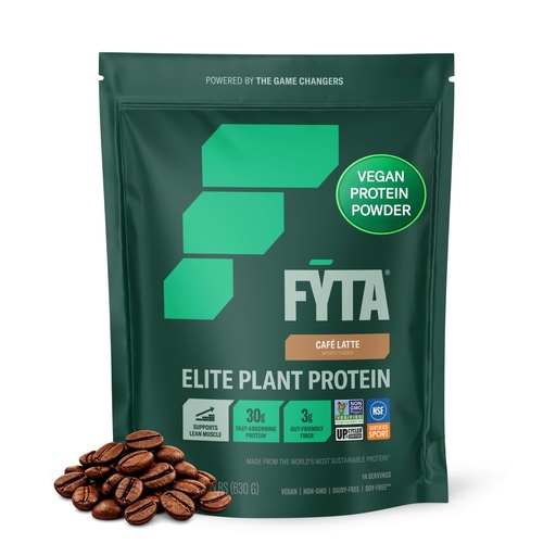 [BRSROFAQCMMRYFDK] FYTA Vegan Protein Powder - Plant Based Protein Powder with Better Taste & Texture Than Whey Protein - 30g Non-GMO & Dairy Free Protein Powder Vegan - Protein Powder for Women & Men - Cafe Latte 630g