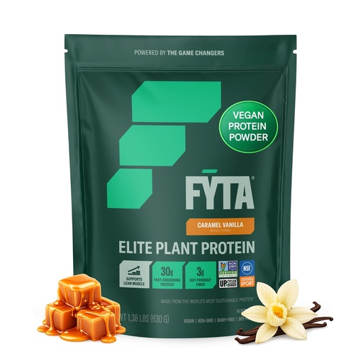 [BRSROFAQCMHRE3DX] FYTA - Vanilla Protein Powder Plant Based with Better Taste & Texture Than Whey Protein - Non-GMO & Dairy Free Protein Powder Vegan for Women & Men - Caramel Vanilla 630g