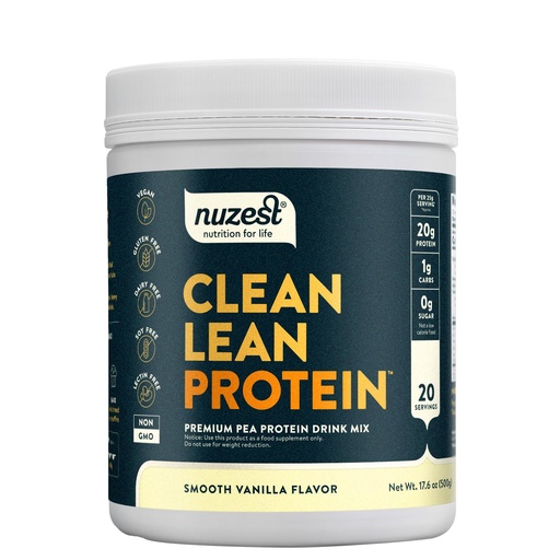 [BRSWICYGAUPQ4F36] Nuzest - Pea Protein Powder - Clean Lean Protein, Premium Vegan Plant Based, Dairy Free, Gluten Free, GMO Free, Naturally Sweetened Protein Shake, Smooth Vanilla, 20 Servings, 1.1 lb