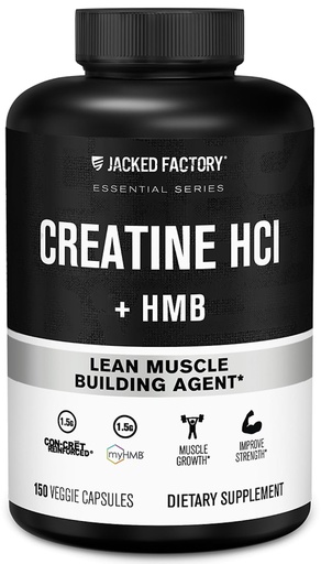 [BRSRAAI6BACGK232] Jacked Factory Creatine HCL + HMB Capsules - Synergistic CON-CRET, myHMB, & Vitamin D Formula for Improved Growth, Strength, & Reduced Muscle Breakdown - 150 Capsules