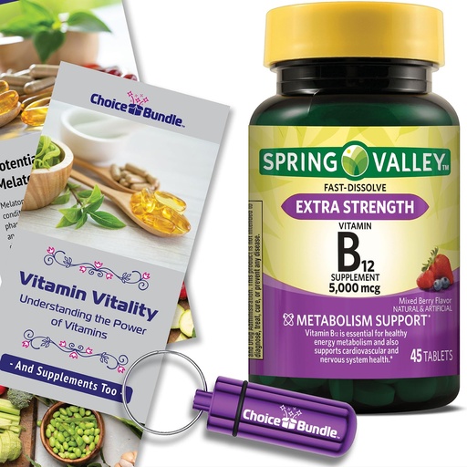 [BRSREAAKOF7WKDL5] Spring Valley Vitamin B12 Fast Dissolve Tablets Extra Strength Metabolism Support 5000 mcg 45 Ct Plus Vitamin Vitality & Pill Buddy (3 Items)!