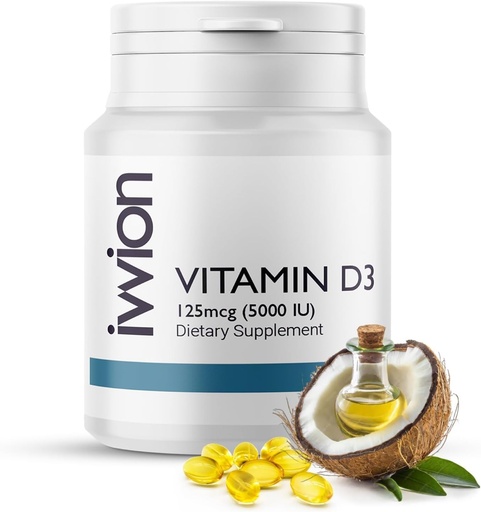 [BRSRAZT4BVYWODT5] Certified Preservative-Free Vitamin D3 5000 IU Softgels Capsules - Gluten Free, Non-GMO - Vitamin D Supplement Support for Healthy Bones Muscle and Immune System, Made in UK, 365 Count (1 year supply)