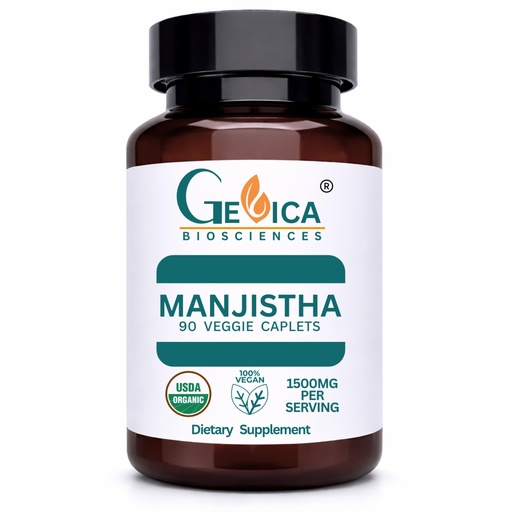 [BRSREAD2OV4GM3I4] Manjistha (Rubia Cordifolia) – USDA Organic,1500 mg per Serving – No Extract, 100% Whole Herb, NPOP & BioAgriCert Certified – 90 Vegan Caplets