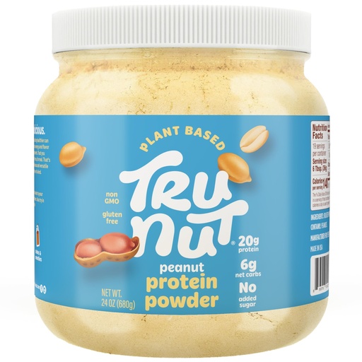 [BRSWGYYQOYMRU234] Tru-Nut Peanut Protein Powder – 2 Clean Ingredients (Roasted Peanuts & Pea Protein) – High Protein, No Sugar or Additives – Great Peanut Flavor for Smoothies, Shakes, Oatmeal & Baking, 24oz Jar