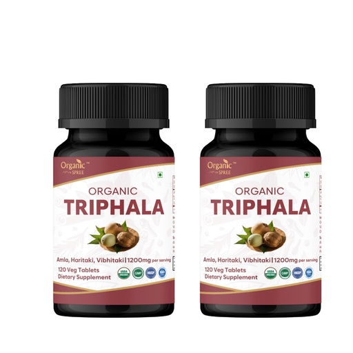 [BRSREFINO4JQKHLA] ORGANIC SPREE Triphala 120 Tablets | Amla, Haritaki & Bibhitaki | Herbal Supplement for Digestion and Detox* | 1200mg per Serving | Organic and Natural | USDA Certified 120tab - Pack of 2