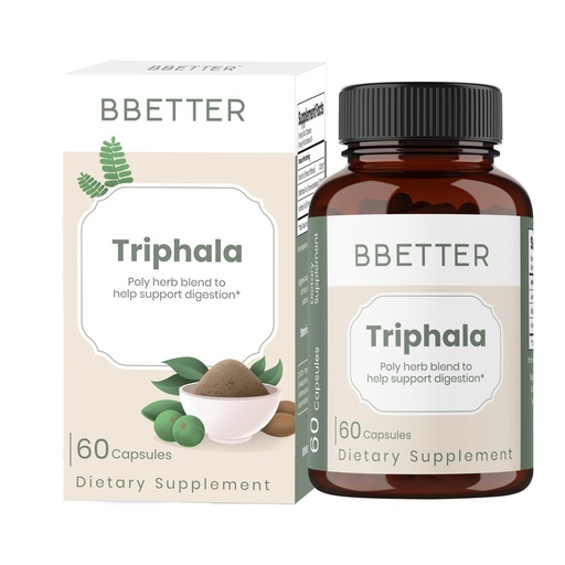 [BRSW2FT6DEAQKGYY] BBETTER Triphala – Ayurvedic Herbal Supplement with Amla, Haritaki & Bibhitaki for Occasional Constipation & Bloating – Supports Digestion, Healthy Bowel Function, Colon Cleanse & Detox - 60 Capsules