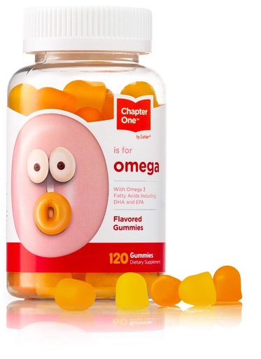 [BRSWYGIBCN6AEGYU] Chapter One Omega Gummies, Great Tasting for Kids, Certified Kosher (120 Flavored Gummies)