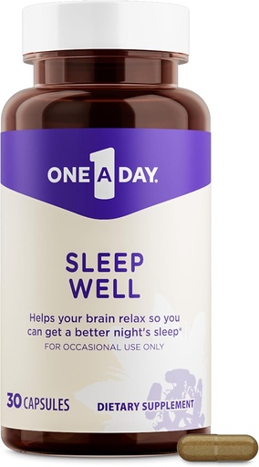 [BRSROYA6CB5AIHLO] One A Day Sleep Supplement - Sleep Supplements for Adults, Sleep Support with Passionflower and Melatonin, Sleep Support with Sleep Well, 30 Capsules