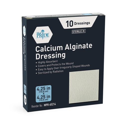 [BRSWGAQCOYPWKGTZ] MED PRIDE Antimicrobial Calcium Alginate Wound Dressing Pads, Non-Stick, Highly Absorbent, Sterile, Pain- Removal, 10-Pack (4'' x 4'')