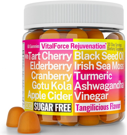 [BRSRAZQ2OUFAEFLH] Gotu Kola Black Seed Oil Apple Cider Vinegar Irish Seamoss Cranberry Ashwagandha Tart Cherry Turmeric Curcumin Elderberry Gummies