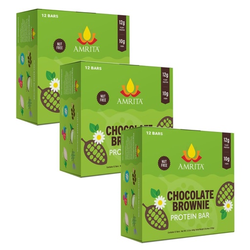 [BRSW2BDQOUJRGFD4] Amrita Nut Free Chocolate Maca Vegan Protein Bars (12 Count PK of 3) | 12g Plant-Based Protein Bar | Peanut Free, Gluten Free, and Dairy Free | Low Sugar, High Fiber, Healthy School-Safe Snacks