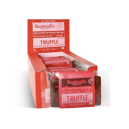 [BRSRAGAEDMNQMALX] Rawmantic Dark Chocolate Berry Truffle (12 Mini Bars x 25g) – Blend of Dark Raw Chocolate, Mixed Berries, Pea Protein & More, No Artificial Flavors, Plant-Based, Non-GMO & Kosher, Guilt-Free Snacks