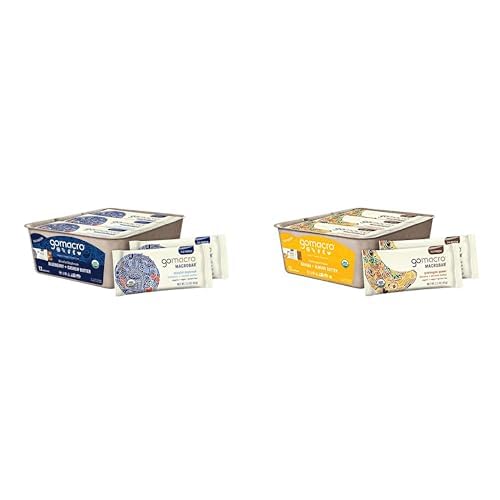 [BRSRE2QCOR6WY3DP] GoMacro Macrobar Organic Vegan Protein Bars - Blueberry + Cashew Butter & Banana + Almond Butter (2.3 Ounce Bars, 12 Count) (Pack of 2)