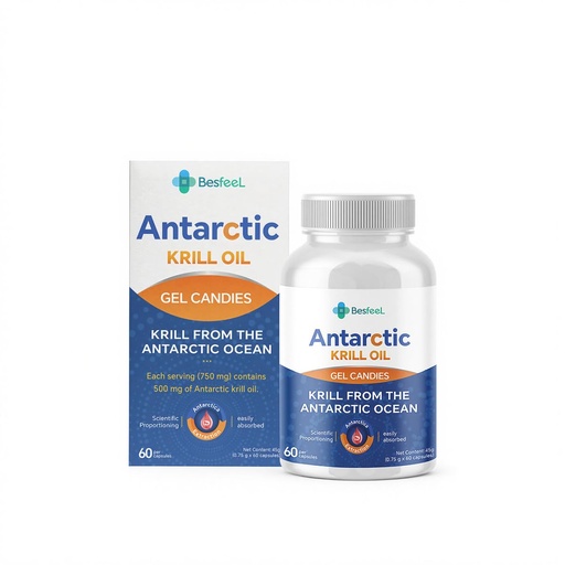 [BRSRGBAQDIHAEFLO] Krill Oil, 2026 Upgraded Antarctic Krill Oil 500 mg with Omega-3s EPA, DHA, Astaxanthin and Phospholipids 60 Softgels (1PC)