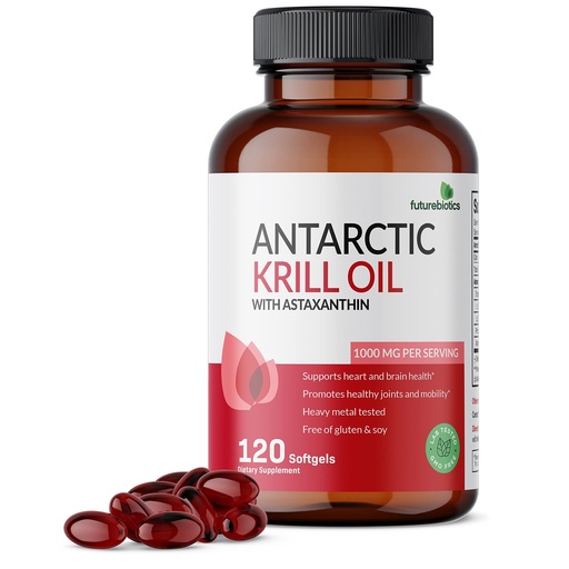 [BRSRMFL2OR5AIHI2] Futurebiotics Antarctic Krill Oil 1000mg with Omega-3s EPA, DHA, Astaxanthin and Phospholipids - Premium Krill Oil Heavy Metal Tested, Non GMO – 120 Softgels (60 Servings)