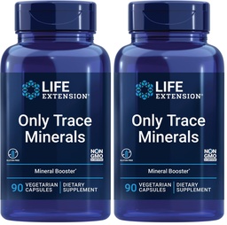 Life Extension Only Trace Minerals, a Daily dose of zinc, Chromium, Boron, Copper, Manganese, Vanadyl sulfate, Gluten-Free, Non-GMO, Vegetarian, 90 Capsules, (Pack of 2)