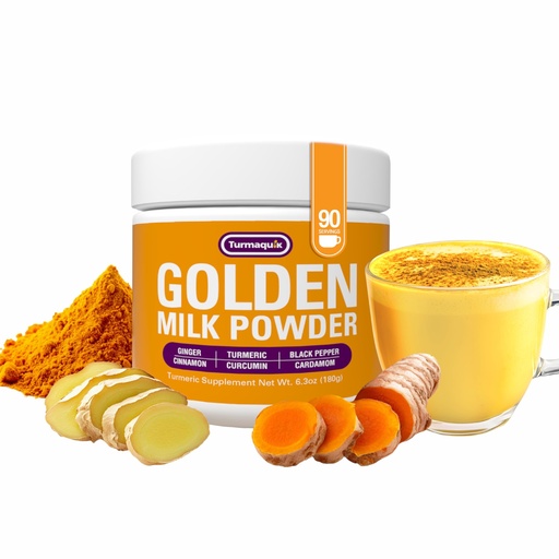 [BRSWGFIQOF7AMCLU] Turmaquik Organic Golden Milk Turmeric Powder Mix + Superfood Blend of Ginger, Black Pepper, Curcumin, Cinnamon, Cardamom - Non-GMO, Vegan, Keto, Ayurvedic