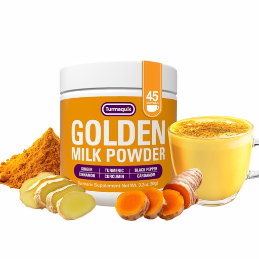[BRSWG2YQC56GACLB] Turmaquik 3.2 Ounce Organic Golden Milk Turmeric Latte Mix - Superfood Blend with Ginger, Black Pepper, Curcumin, Cinnamon, and Cardamom - Non-GMO, Vegan, Keto, Ayurvedic Wellness Drink