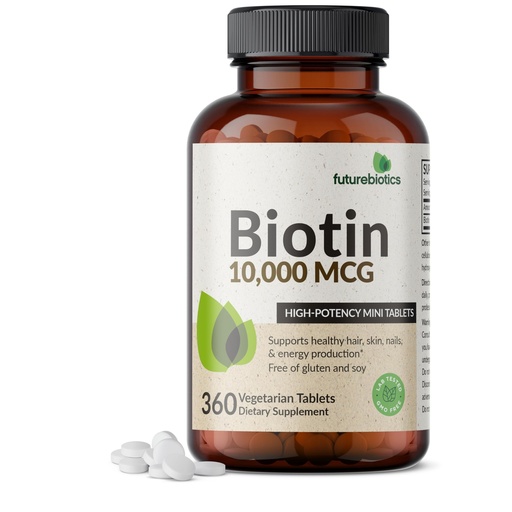 [BRSRMHA6OF5QADLK] Futurebiotics Biotin 10,000 MCG High Potency Tablets Supports Healthy Hair, Skin & Nails & Energy Production, Non-GMO, 360 Vegetarian Tablets