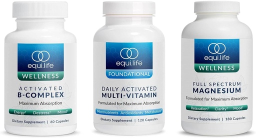 [BRSROBAHBYGR4CLP] Equilife - Activated B Complex (60 ct.), Full Spectrum Magnesium (180 ct.), Daily Activated Multi-Vitamin (30 Servings)