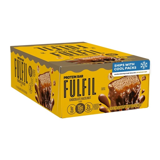 [BRSW2GIDAAPAG3DO] FULFIL Protein Snack Bars, Chocolate Hazelnut Flavored, Gluten Free with 15g Protein, Pantry Staples, 12 Count