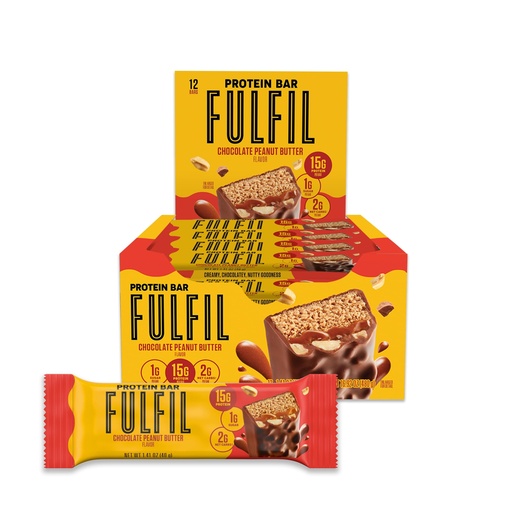[BRSWYAAOPNYGEHQ2] FULFIL Protein Snack Bars, Chocolate Peanut Butter Flavored, Gluten Free with 15g Protein, Pantry Staples, 12 Count