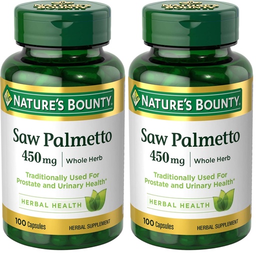 [BRSRGGQNO4FGAGTA] Nature's Bounty Saw Palmetto, Herbal Health Supplement, Prostate and Urinary Health, 450 mg, 100 Capsules, (Pack of 2)