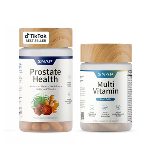 [BRSRACANAQFRM3D4] Snap Supplements Prostate Support Supplement Bundle with Men's Multivitamins, 90 Capsules & 60 Capsules