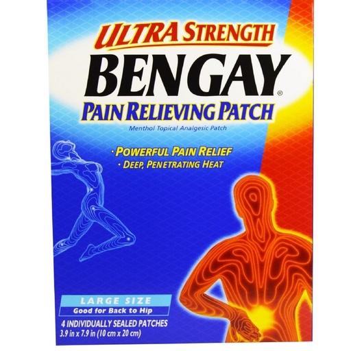 [BRSWKGYIBIGBK2IZ] BENGAY Ultra Strength Pain Relieving Patches Large Size 4 Each (Pack of 12)