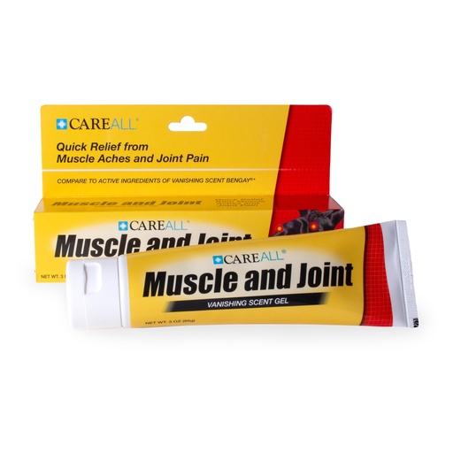 [BRSWIY3QBICRUD32] CareAll Muscle & Joint Vanishing Scent Gel, 3.0 oz., Non-Greasy, Pain Relief Gel for Muscle, Back and Minor Arthritis, Topical Analgesic, 2.5% Menthol