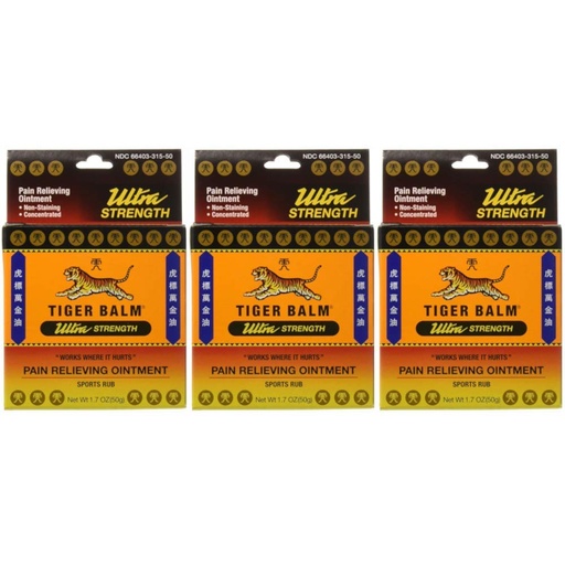[BRSWIYAFBYHR6G3I] Tiger Balm Sport Rub Pain Relieving Ointment, Ultra Strength 1.70 oz (Pack of 3)