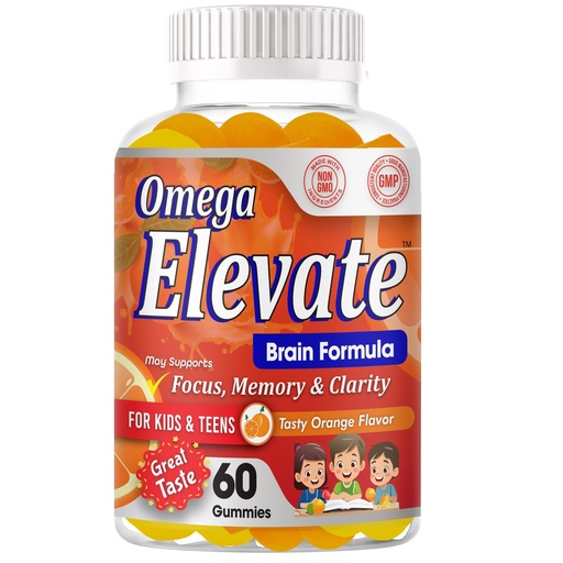 [BRSRGYY2CQCAYYA6] Omega 3 Focus Gummies for Kids & Teens– Kids Omega 3 Gummies Brain Vitamins for Kids Focus & Attention – Vegan DHA Brain Support Gummies – Orange Flavor 60 Gummies