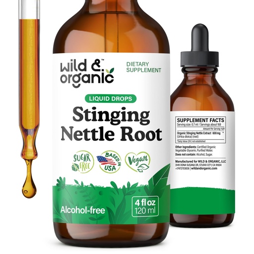 [BRSROY32ABYWYYD6] Wild & Organic Stinging Nettle Root Extract Drops - Urinary Support - Stinging Nettle Tincture for Men & Women - Add to Tea - Liquid Urtica Dioica Supplement - Vegan, Sugar & Alcohol-Free - 4 fl oz