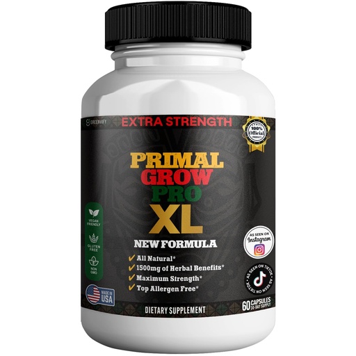 [BRSREH37CANBQ3IV] Primal Grow Pro Extra Strength Maca Root Complex, 1500mg, 60 Capsules, Vegan, Gluten Free, Non-GMO (1)